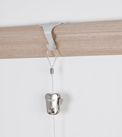 STAS picture rail moulding hook (white, brass, silver) + cord + zipper