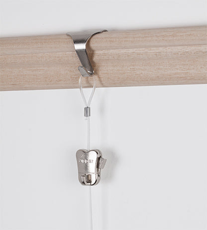 STAS picture rail moulding hook (white, brass, silver) + cord + zipper